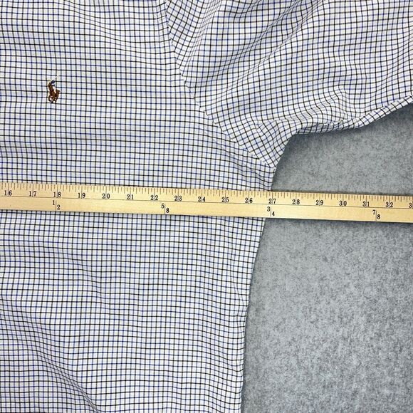 Ralph Lauren Button Down Shirt Mens XXL 2XL Grid Check Flesh Pony Long Sleeve - Picture 9 of 10